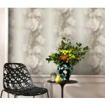 Nagy fehér bézses virágos strukturált vlies-vinyl tapéta