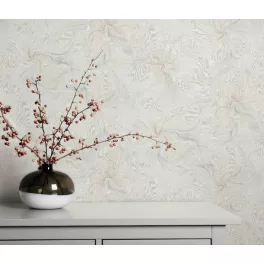   Bézs-fehér-szürke virág mintás csillámos elegáns strukturált vlies-vinyl tapéta