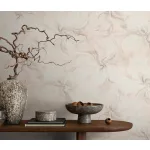 Halvány mályvás rózsaszín virág mintás csillámos elegáns strukturált vlies-vinyl tapéta