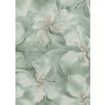 Türkiz zöldes virág mintás csillámos elegáns strukturált vlies-vinyl tapéta