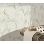 Bézs-fehér-barnás virág mintás csillámos elegáns strukturált vlies-vinyl tapéta