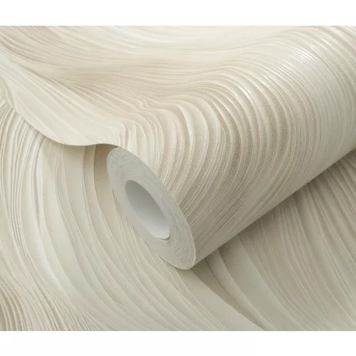 Krém-homok csillogó hullám mintás (lángálló, mosható) vlies-vinyl tapéta