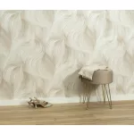 Krém-homok csillogó hullám mintás (lángálló, mosható) vlies-vinyl tapéta