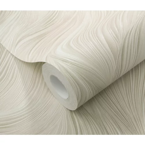 Krém-púder-homok csillogó hullám mintás (lángálló, mosható) vlies-vinyl tapéta