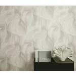 Krém-púder-homok csillogó hullám mintás (lángálló, mosható) vlies-vinyl tapéta