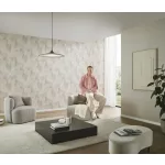 Krém-púder-homok csillogó hullám mintás (lángálló, mosható) vlies-vinyl tapéta