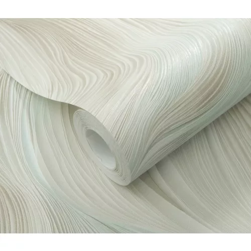 Krém-türkiz-homok csillogó hullám mintás (lángálló, mosható) vlies-vinyl tapéta