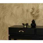 Arany csillogó hullám mintás (lángálló, mosható) vlies-vinyl tapéta