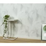 Szürke-fehér csillogó hullám mintás (lángálló, mosható) vlies-vinyl tapéta