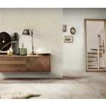 Homok-bézs matt hullám mintás (lángálló, mosható) vlies-vinyl tapéta