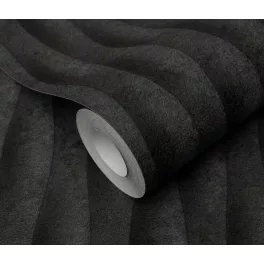   Antracit matt hullám mintás (lángálló, mosható) vlies-vinyl tapéta