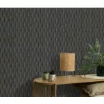 Antracit matt hullám mintás (lángálló, mosható) vlies-vinyl tapéta