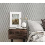 Szürke-fehér matt hullám mintás (lángálló, mosható) vlies-vinyl tapéta