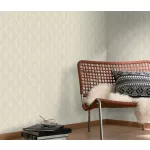 Natúr színű matt geometrikus mintás (lángálló, mosható) vlies-vinyl tapéta