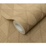 Natúr barna matt geometrikus mintás (lángálló, mosható) vlies-vinyl tapéta