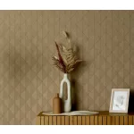 Natúr barna matt geometrikus mintás (lángálló, mosható) vlies-vinyl tapéta