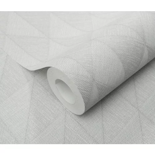 Világos szürke matt geometrikus mintás (lángálló, mosható) vlies-vinyl tapéta