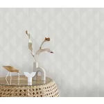 Világos szürke matt geometrikus mintás (lángálló, mosható) vlies-vinyl tapéta