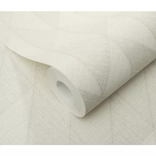 Világosabb natúr-krém színű matt geometrikus mintás (lángálló, mosható) vlies-vinyl tapéta