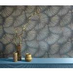 Kék-arany designer mintás (lángálló, mosható) vlies-vinyl tapéta