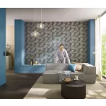 Kék-arany designer mintás (lángálló, mosható) vlies-vinyl tapéta