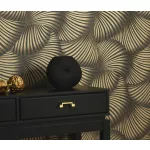 Fekete-arany designer mintás (lángálló, mosható) vlies-vinyl tapéta