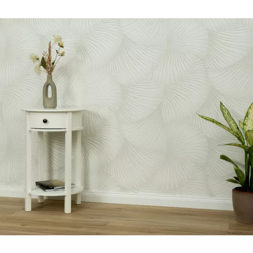 Krém-fehér designer mintás (lángálló, mosható) vlies-vinyl tapéta