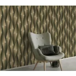 Arany-fekete 3D mintás (lángálló, mosható) vlies-vinyl tapéta