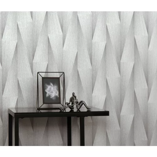 Ezüst 3D mintás (lángálló, mosható) vlies-vinyl tapéta