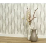 Krém-bézs 3D mintás (lángálló, mosható) vlies-vinyl tapéta