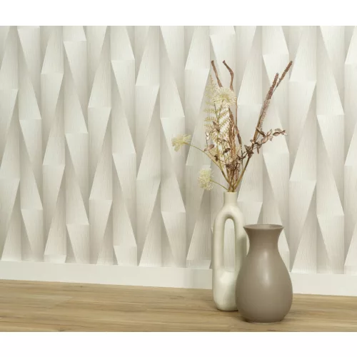 Krém-bézs 3D mintás (lángálló, mosható) vlies-vinyl tapéta