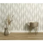 Krém-bézs 3D mintás (lángálló, mosható) vlies-vinyl tapéta