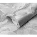 Ezüst csillogó metálos Ginkgo mintás (lángálló, mosható) vlies-vinyl tapéta