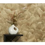 Arany csillogó metálos Ginkgo mintás (lángálló, mosható) vlies-vinyl tapéta