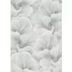 Ezüst-szürke-krém csillogó metálos Ginkgo mintás (lángálló, mosható) vlies-vinyl tapéta