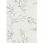 Törtfehér alapon ezüst szürke bambusz levél mintás (lángálló, mosható) vlies-vinyl tapéta