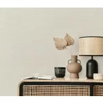 Krém alapon ezüst csillámos elegáns egyszínű strukturált vlies-vinyl tapéta