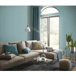 Pasztel petrol kék alapon ezüst csillámos elegáns egyszínű strukturált vlies-vinyl tapéta