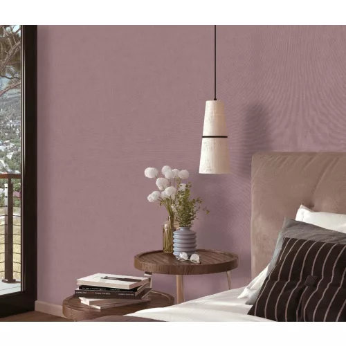 Padlizsán lila alapon ezüst csillámos elegáns egyszínű strukturált vlies-vinyl tapéta