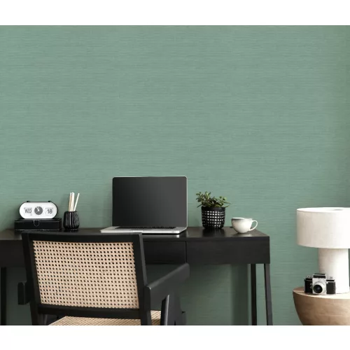 Sötétebb petrol zöld alapon ezüst csillámos elegáns egyszínű strukturált vlies-vinyl tapéta