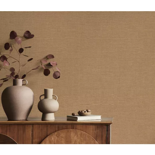 Barna alapon ezüst csillámos egyszínű strukturált vlies-vinyl tapéta