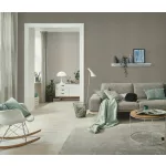 Sötétebb szürke (barnás szürke) alapon ezüst csillámos egyszínű strukturált vlies-vinyl tapéta