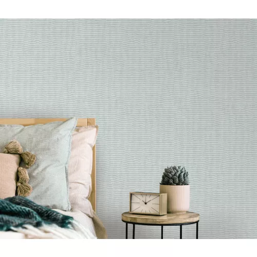 Halványkék alapon ezüst csillámos elegáns egyszínű strukturált vlies-vinyl tapéta