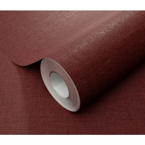 Bordó matt egyszínű szövött textil hatású (lángálló, mosható) vlies-vinyl tapéta