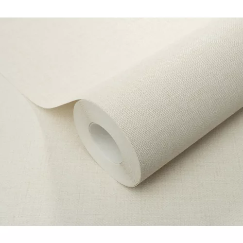 Krém matt egyszínű szövött textil hatású (lángálló, mosható) vlies-vinyl tapéta