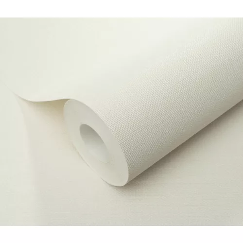 Törtfehér matt egyszínű szövött textil hatású (lángálló, mosható) vlies-vinyl tapéta