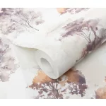 Forest Dreams: Barnás szinvilágú-fehér erdei fa mintás (lángálló, mosható) vlies-vinyl tapéta