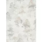 Forest Dreams: Halványbézs és szürke sznvilágú erdei fa mintás (lángálló, mosható) vlies-vinyl tapéta