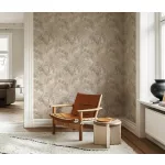 Forest Dreams: Bézs pálmalevél mintás (lángálló, mosható) vlies-vinyl tapéta