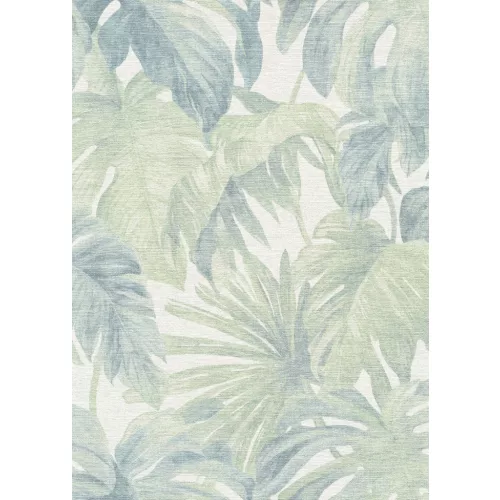 Forest Dreams: Halvány zöld pálmalevél mintás (lángálló, mosható) vlies-vinyl tapéta